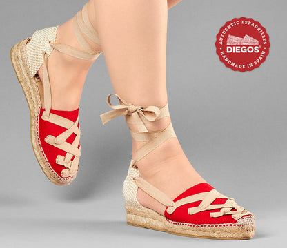 Red Lola low wedge Pamplona espadrilles