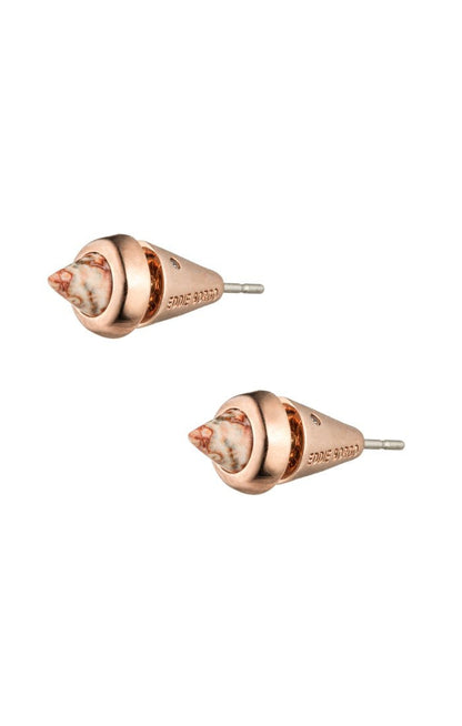 Small Gemstone Code Stud Earrings, Rose Gold