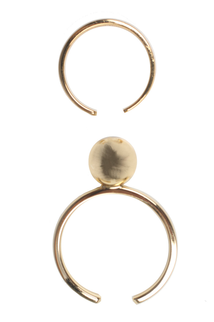 Small sphere & midi ring set, Gold