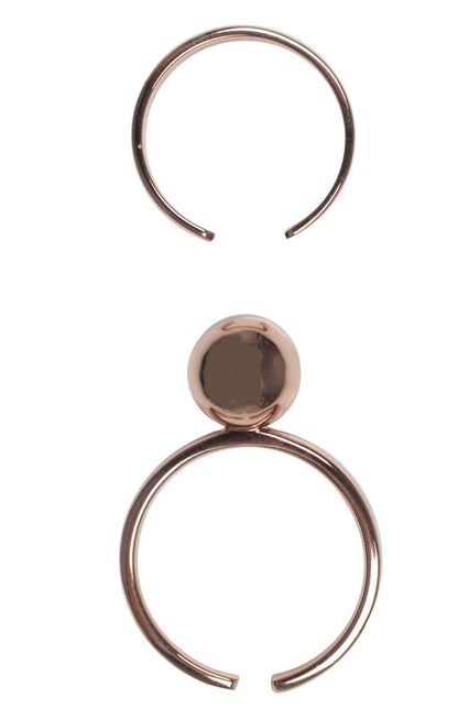 Small sphere & midi ring set, Rosegold