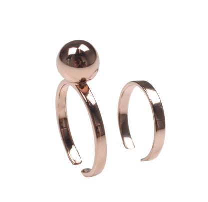 Small sphere & midi ring set, Rosegold