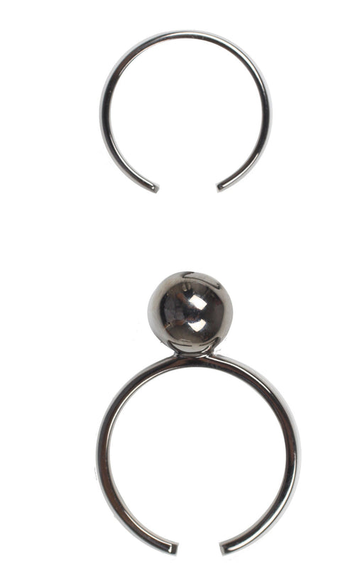Small sphere & Midi ring set, Ruthenium