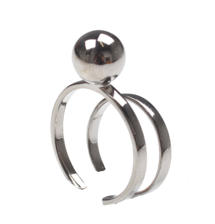 Small sphere & Midi ring set, Ruthenium