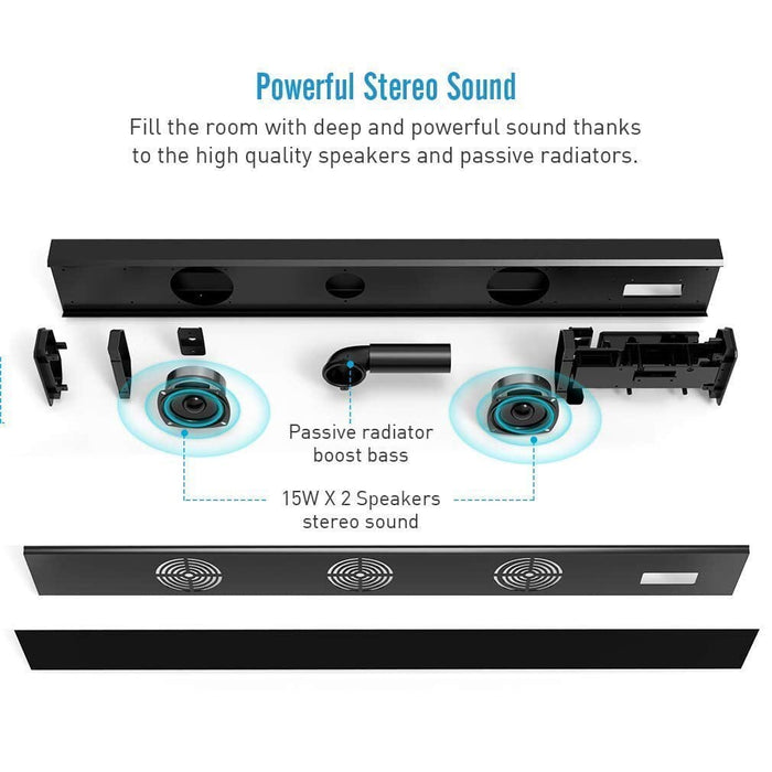 Sound Bars for TV Soundbar Wired & Wireless Bluetooth Sound Bars (30-Inch Speakers/RCA/AUX/Remote Control) Cowinaudio