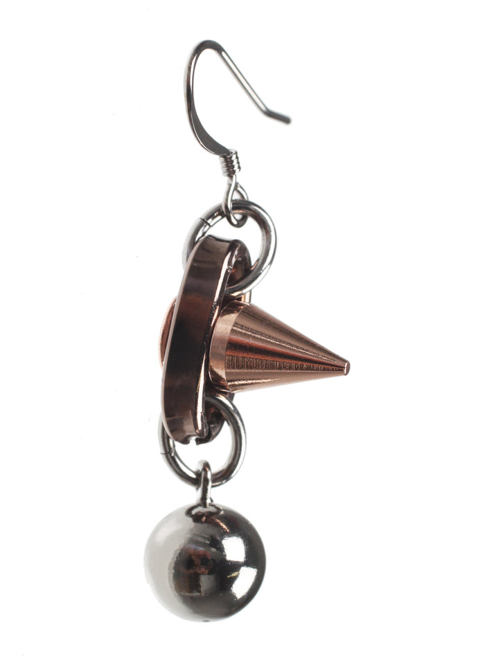 Spike & Sphere Earrings, Brown/Ruthenium/Rosegold