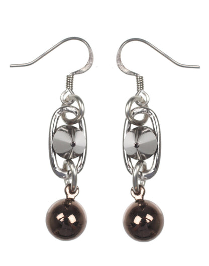 Spike & Sphere Earrings, Rhodium/Brown/Ruthenium