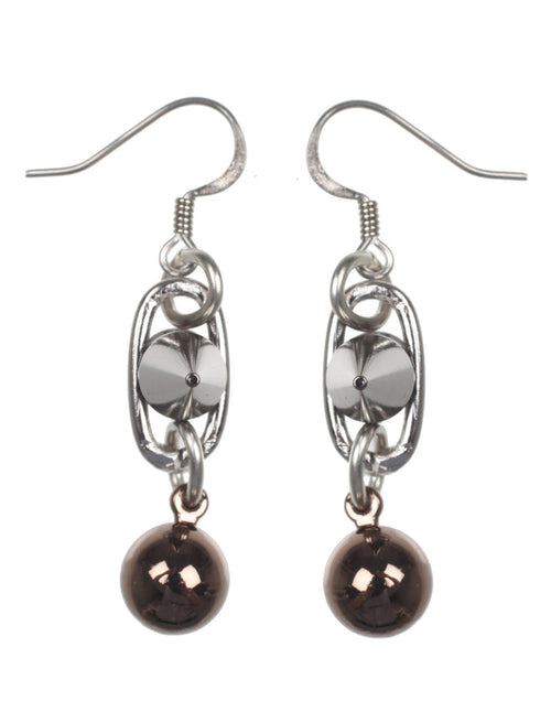 Spike & Sphere Earrings, Rhodium/Brown/Ruthenium