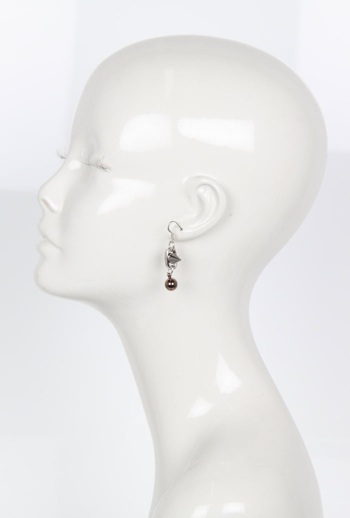Spike & Sphere Earrings, Rhodium/Brown/Ruthenium