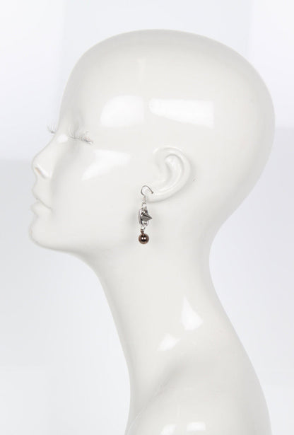 Spike & Sphere Earrings, Rhodium/Brown/Ruthenium