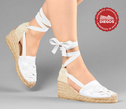 White Lola high wedge Pamplona espadrilles