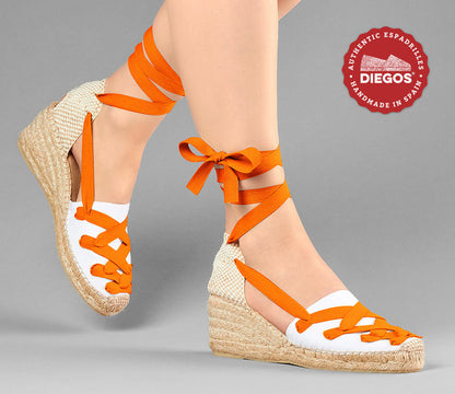 White Lola high wedge Pamplona espadrilles